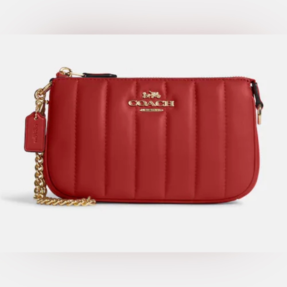Coach Nolita 19 with Gold Chain and Leather Quilting in Red